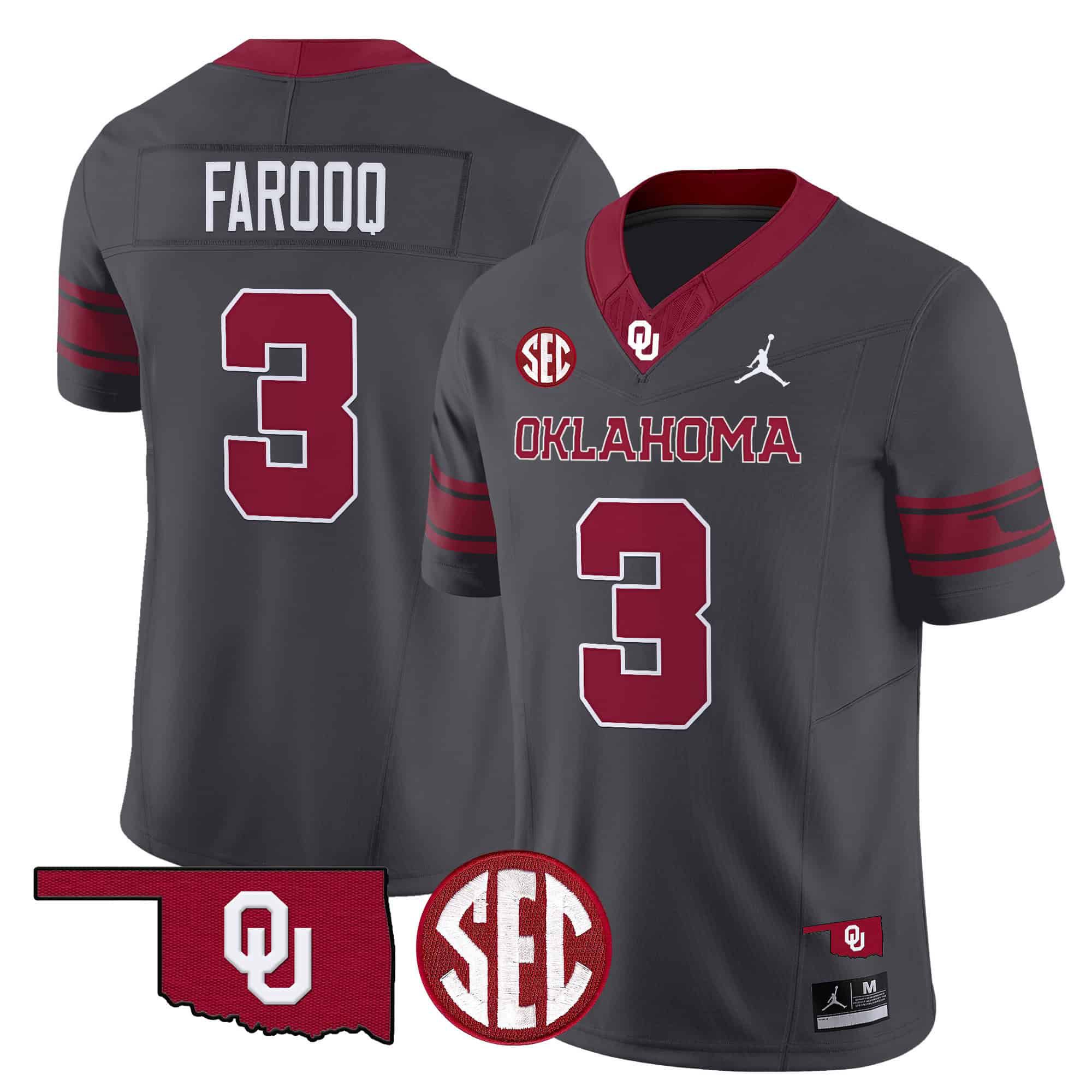 Men Oklahoma Sooners #3 Farooq Grey 2024 Vapor Limited NCAA Jersey